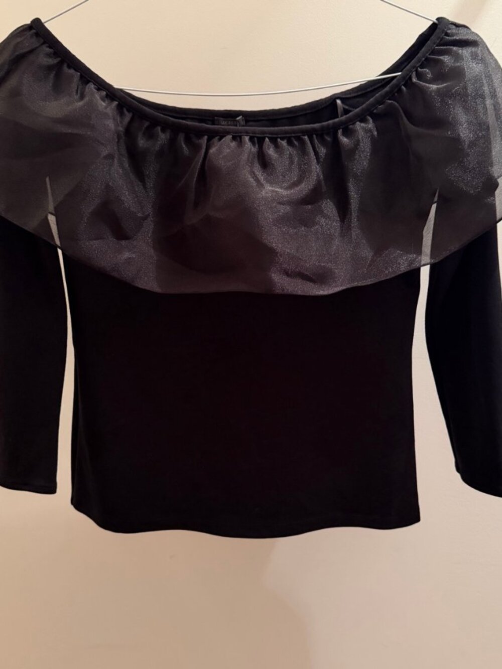 J.Crew Black Organza Ruffle Off-Shoulder Top XS NWT